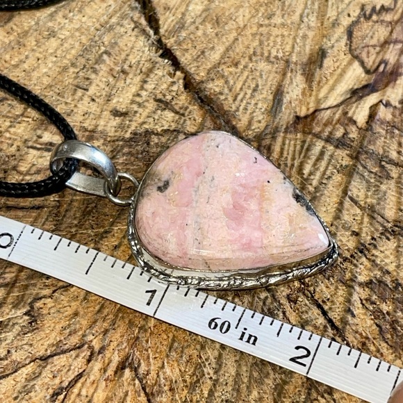 Teardrop Pink Rhodochrosite Pendant 1 7/8” - Picture 13 of 14